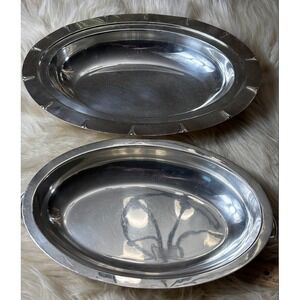 Antique Rondand Silver Hot Water Plate Heater w Lid Vintage Food Warmer